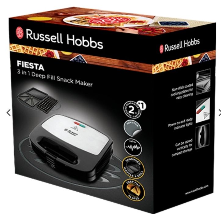 Гофретник,Тостер за сандвичи и гофрети 3в1 Russell Hobbs Fiesta