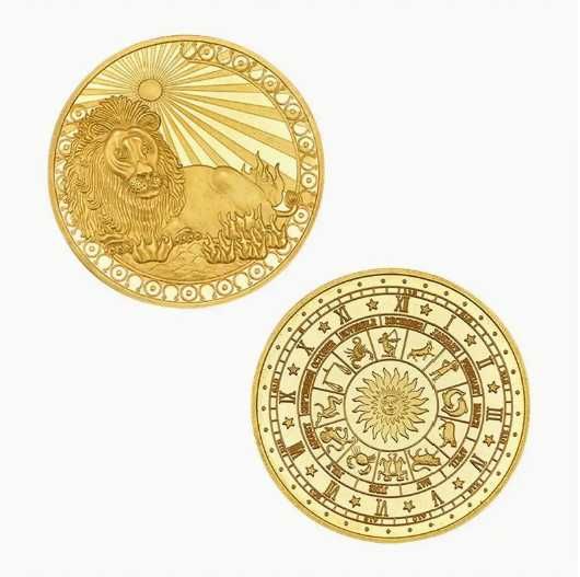 Monede cu zodii - placata cu aur 14k !