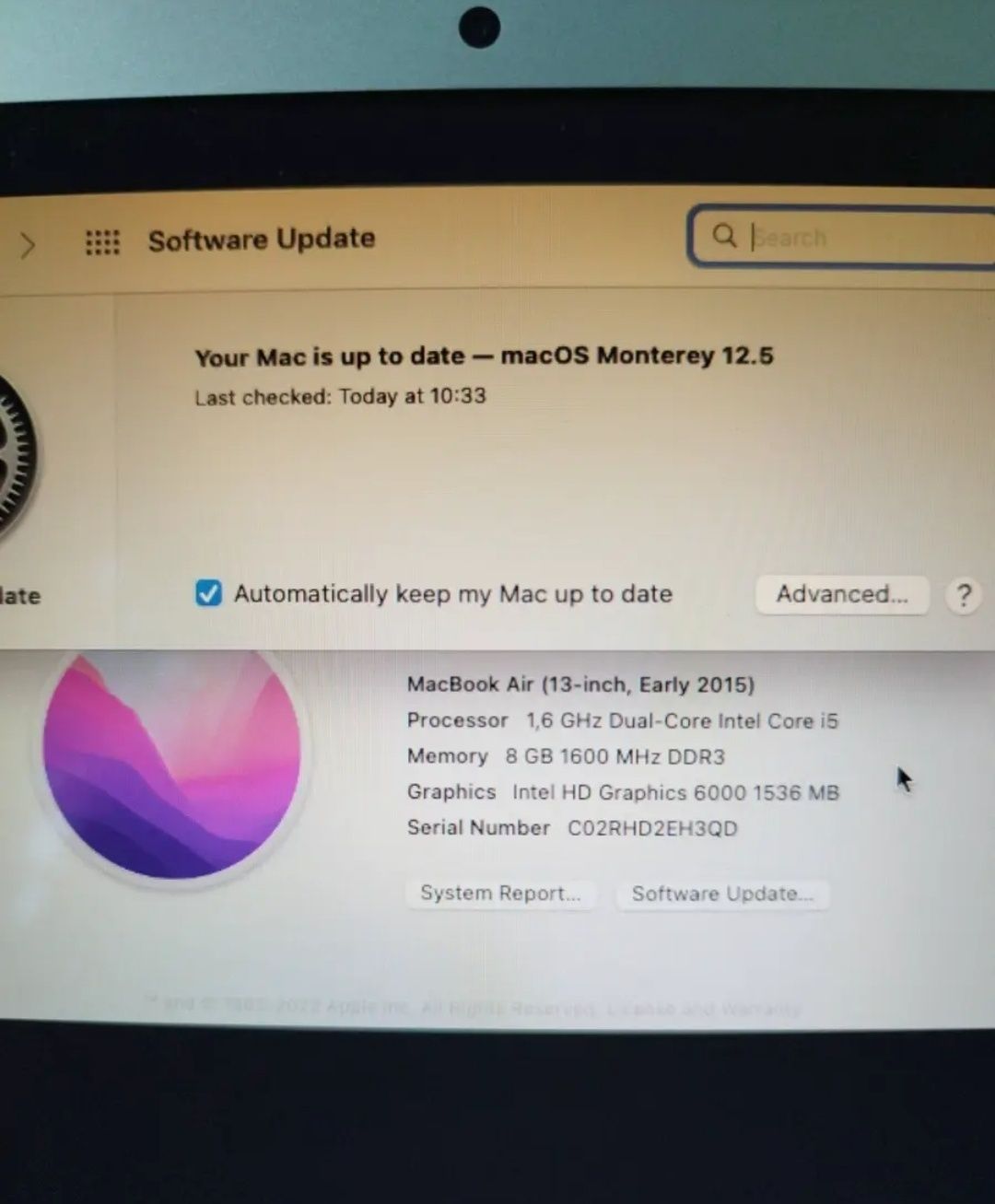Apple Mac Air 2015 (куплен в 2016)