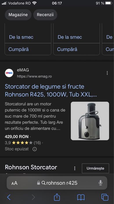 Storcator de Fructe Rhonson 425 1000w