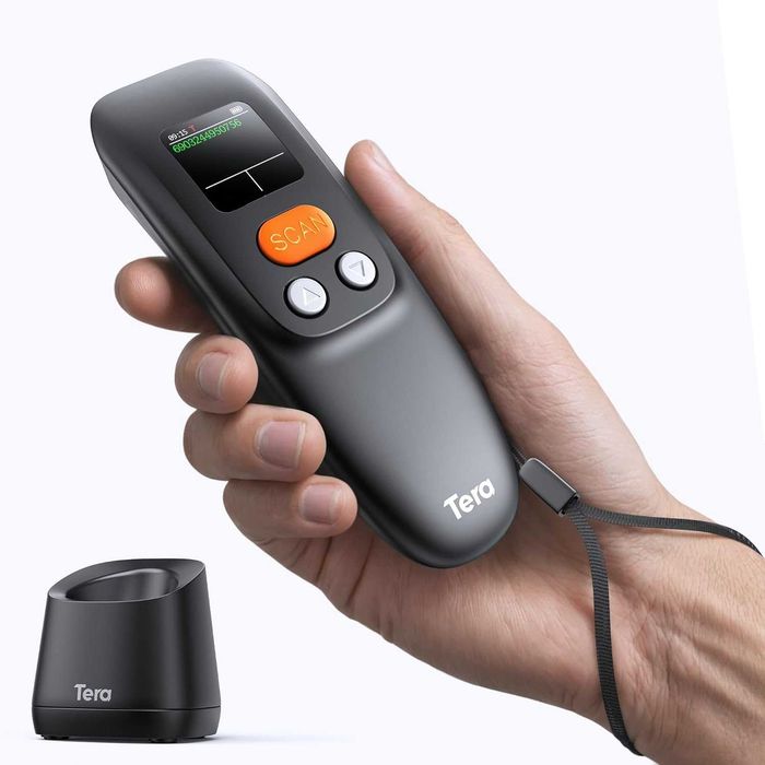 Мини безжичен скенер за баркодове Tera 1600, 1.4" екран, 1200 mAh