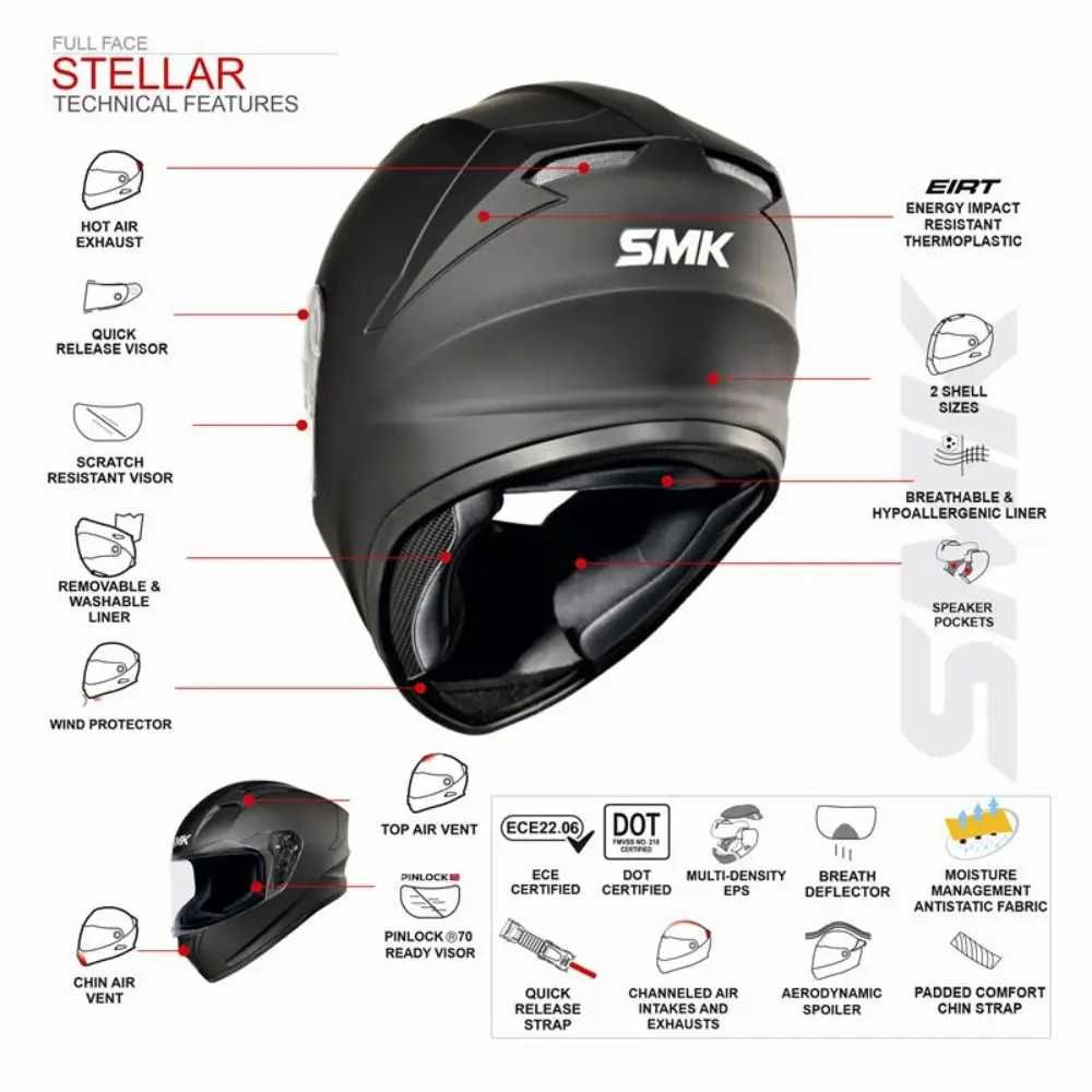 ПРОМОЦИЯ Мото каска за мотор  SMK STELLAR  SWAN Red/Black  NEW