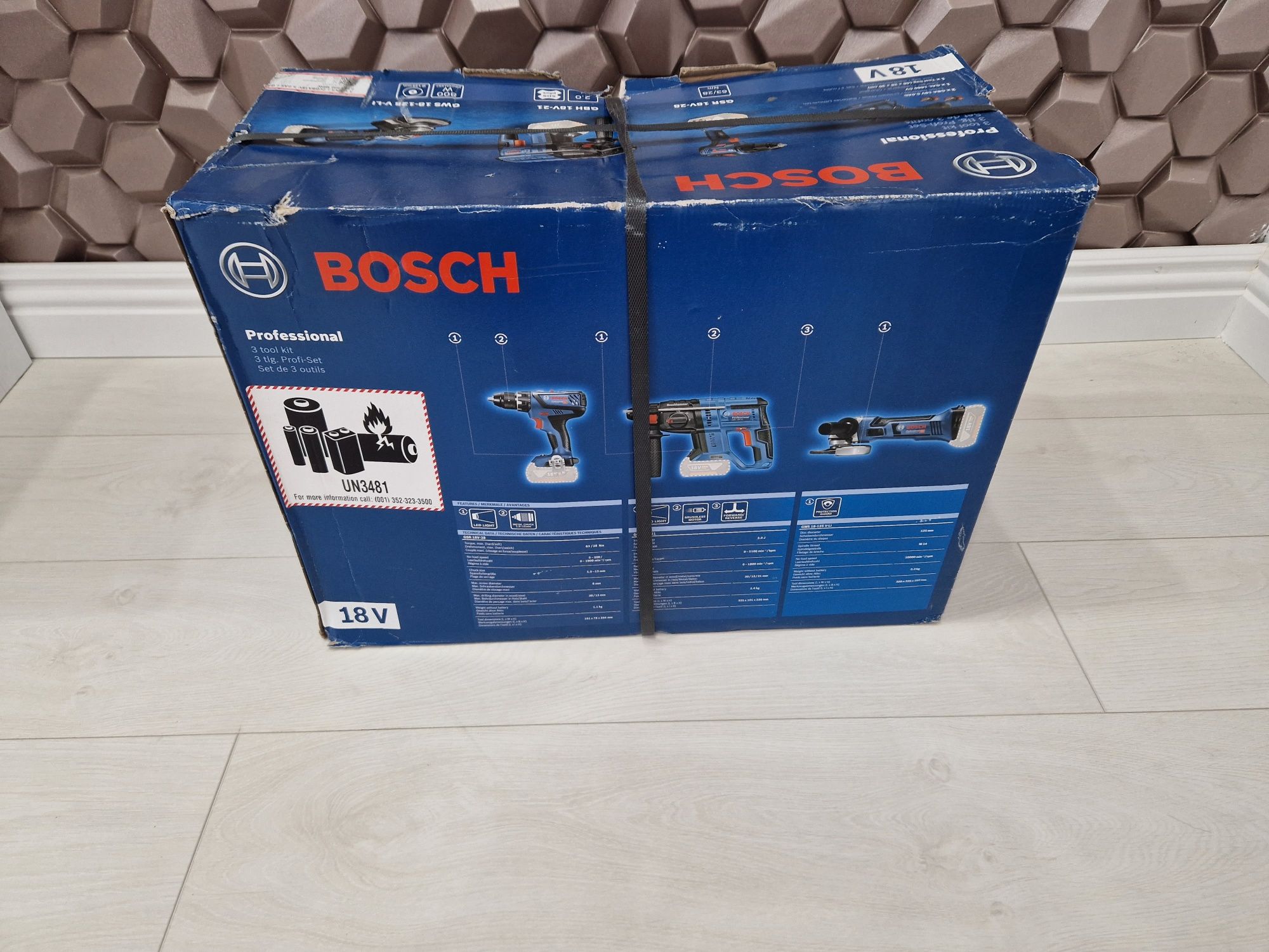 Pachet Bosch Professional Filetanta+Rotopercutor+Flex/polizor, Nou