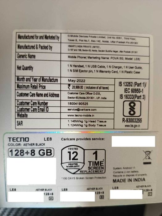 Tecno Pova 5G IPS 6.9 120Hz Dimensity 900 6 nm