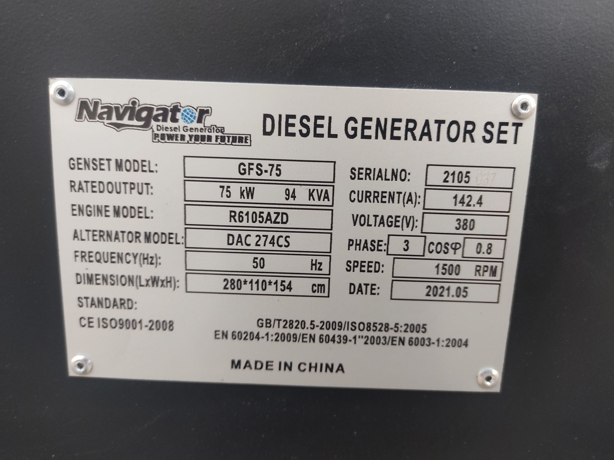Dizel Generator Navigator 94 Kwa 75 kw Dizel