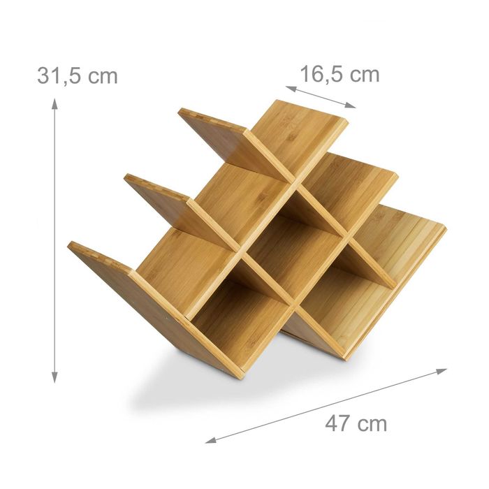 Suport vinuri din bambus capacitate 8 sticle design compact 31x47x16cm
