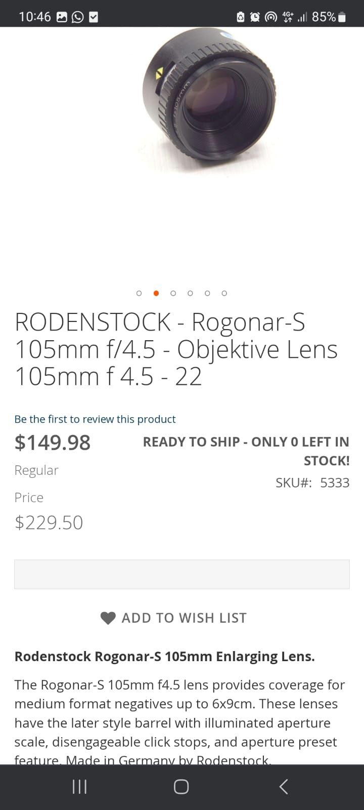 RODENSTOCK - Rogonar - S 105mm f/4.5 montura 39 NOU