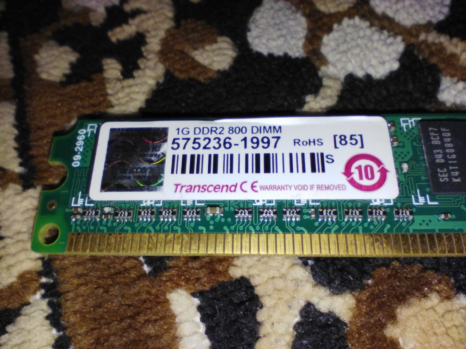 Оперативная память Transcend 1Gb DDR2 800 DIMM