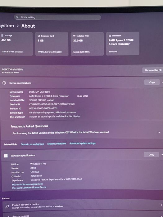 PC Gaming WIFI, Ryzen 7 3700X, RTX 2060 6GB, 32GB RAM, 512 GB SSD M.2