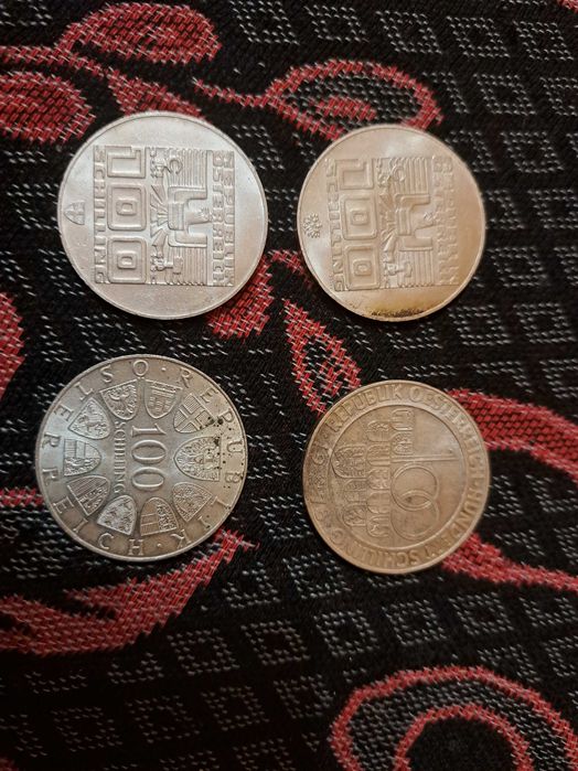 Lot 4 monede 100 schilling argint