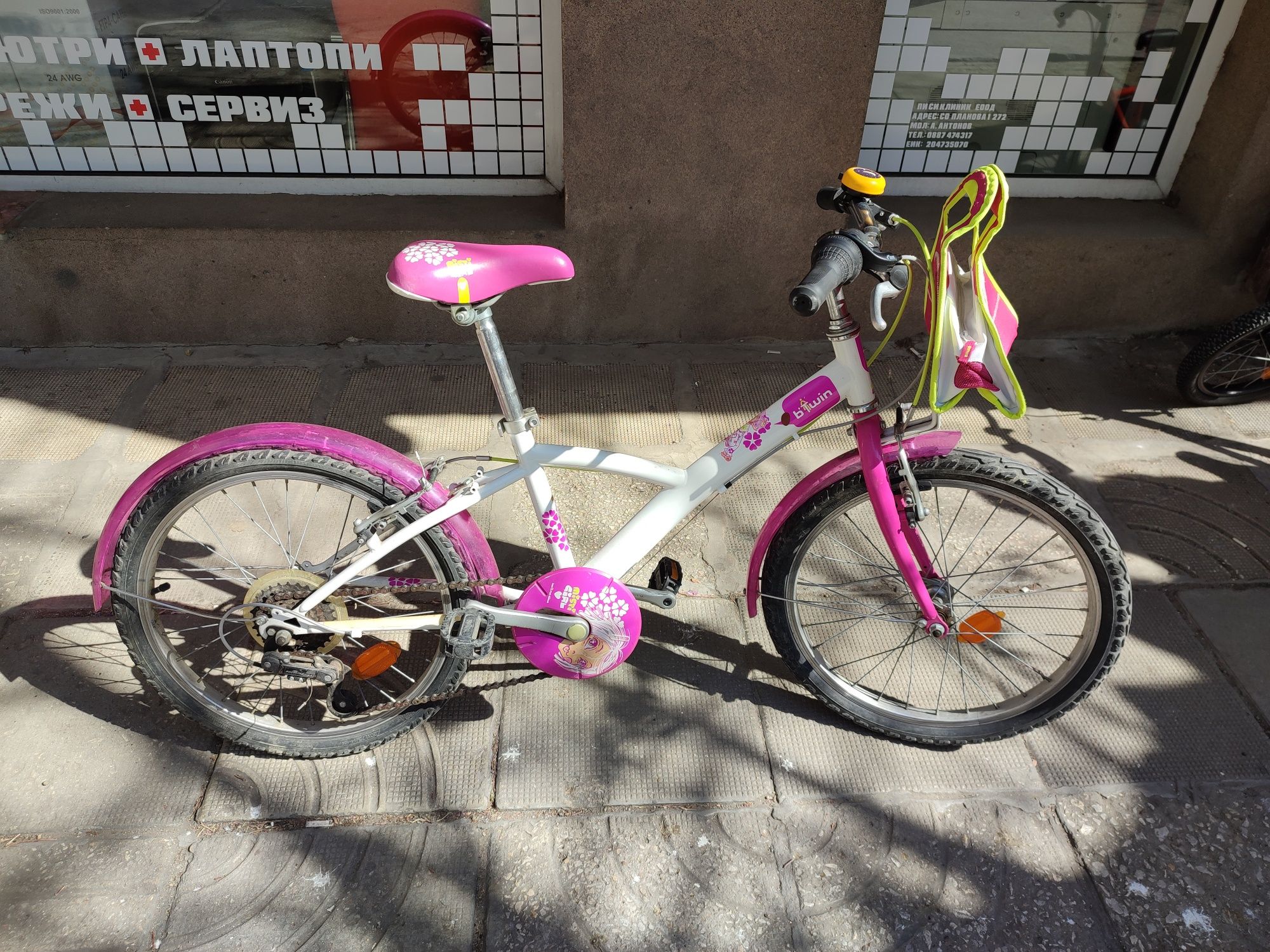 BTWIN 20" колело розово и бяло Shimano 6 скорости