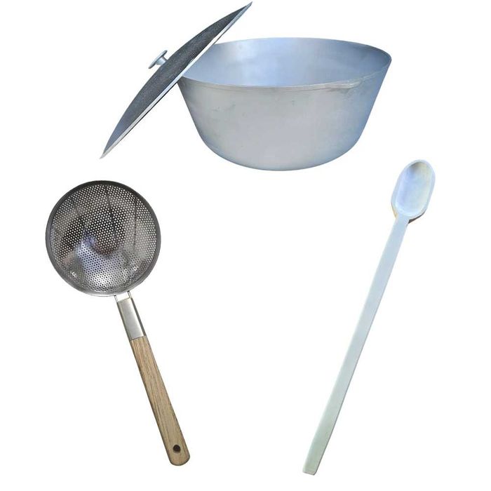 Ceaun Aluminiu cu capac + Paleta jumari + Lingura lemn