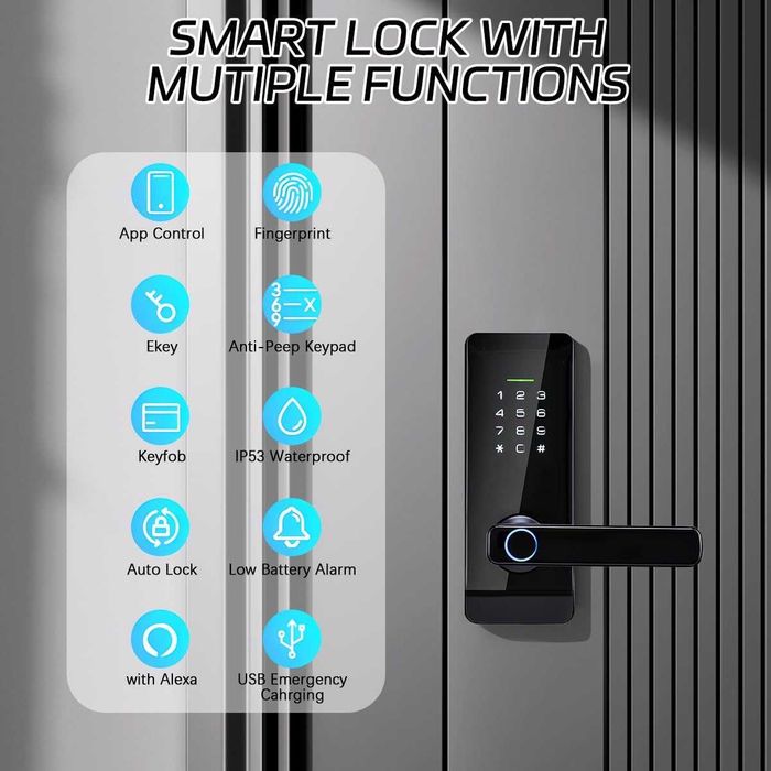 Yala/Lock Smart, INT-EXT, Cifru+Amprenta+APP WiFi, Redus de la 800RON