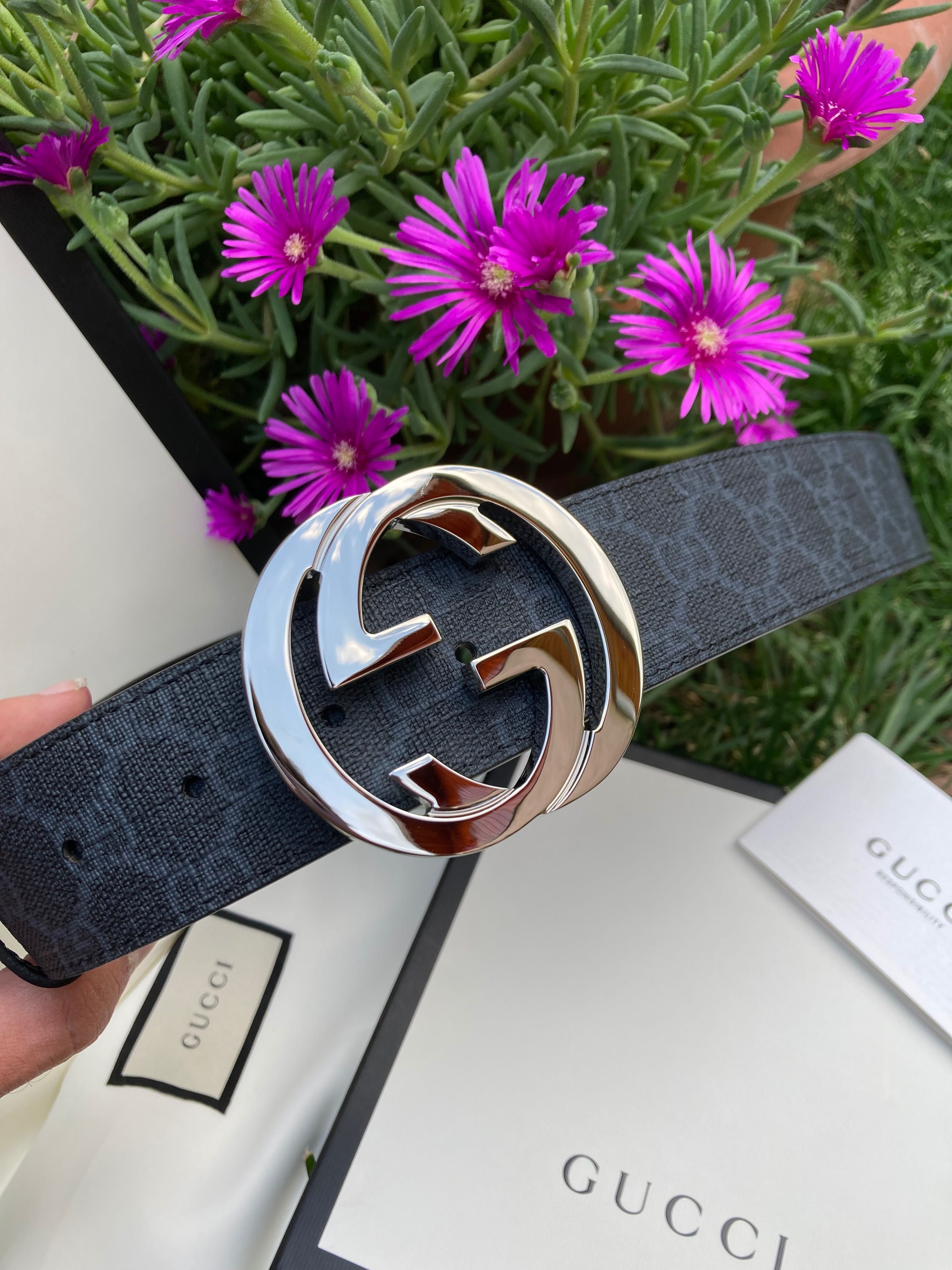 Curea originala Gucci GG Supreme belt with G buckle noua cu factura