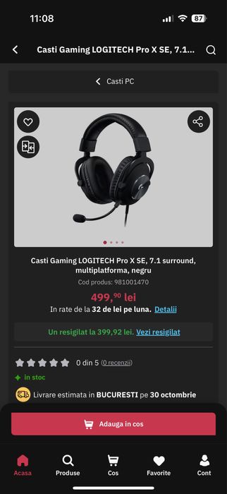 Casti Gaming Logitech Pro X SE