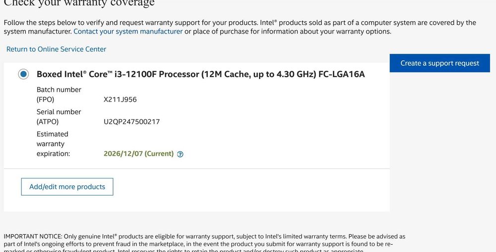Процесор: Intel® Core™ i3 12100F