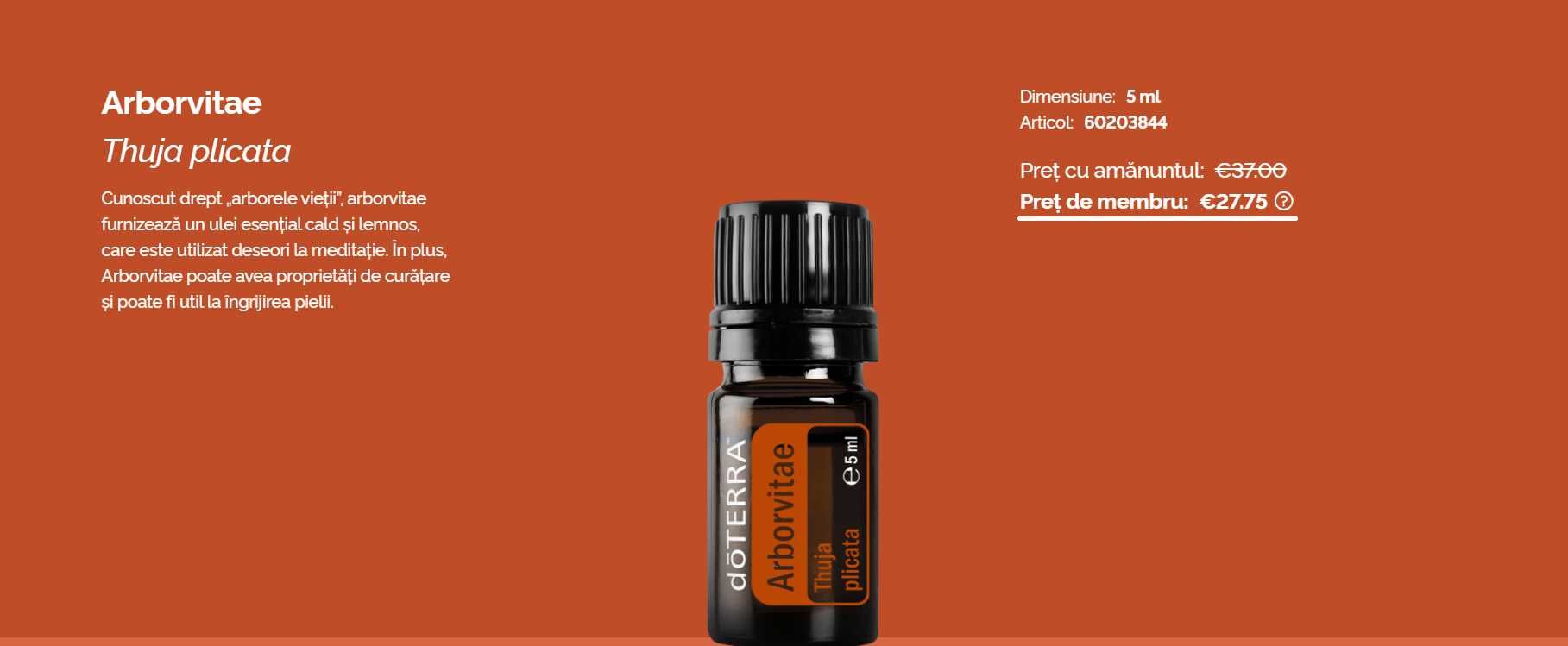 dōTERRA Arborvitae Thuja plicata 5ml - arborele vieții