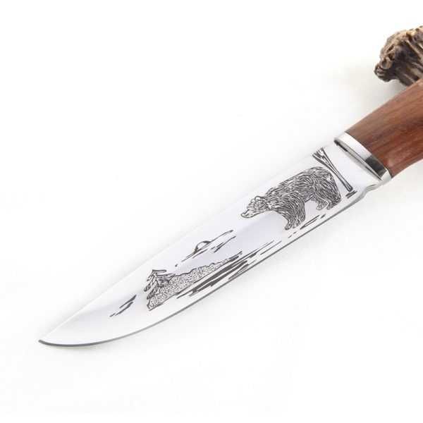 Ловен нож Охотник Мечка с кания (калъф) за носене на колан