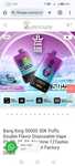 Pachet 4 bucati vape 50.000 puffs 2 arome Display Reincarcabile