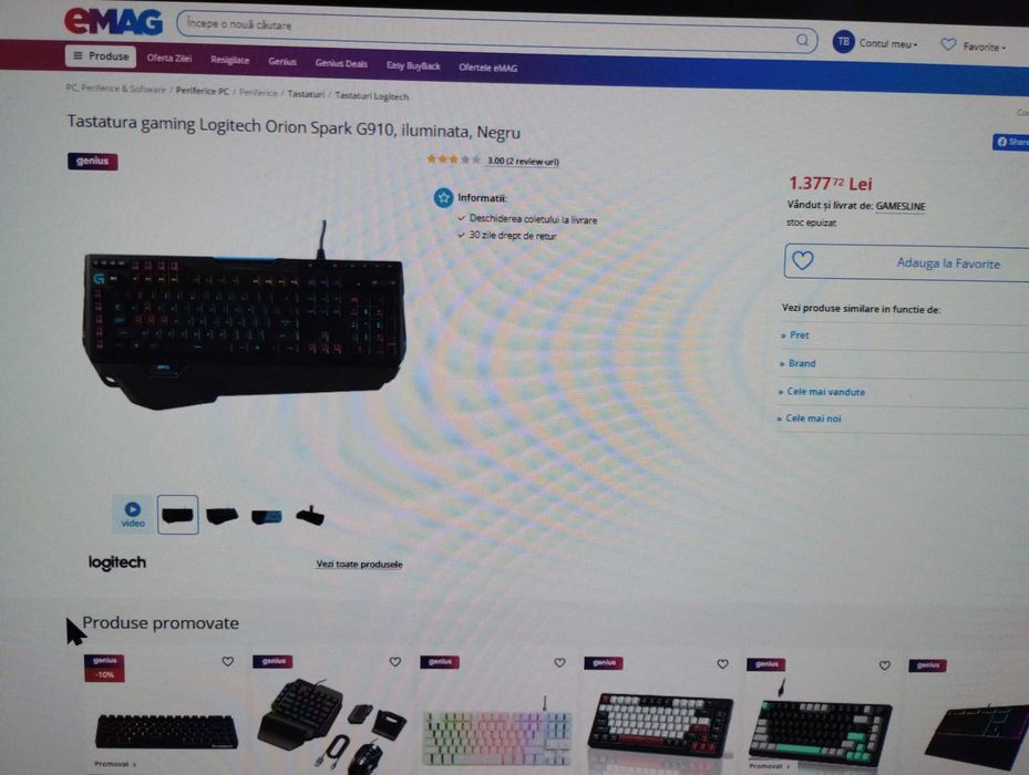 Tastatură high end Logitech G910 Orion