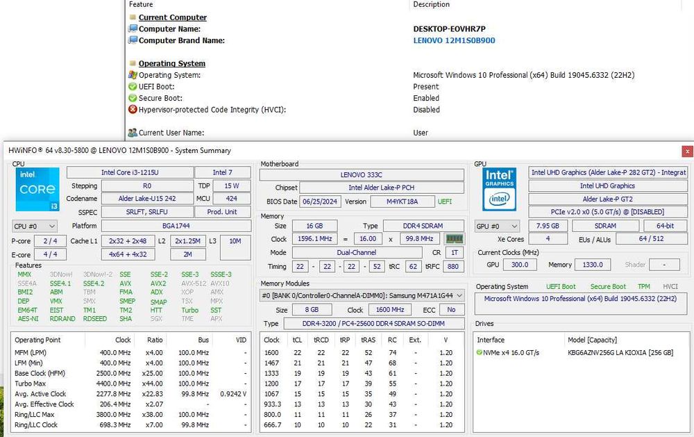 Mini PC Calculator Lenovo Neo 50qGen4,i3 1215u,UHD,16Gb DDR4,256Gb SSD