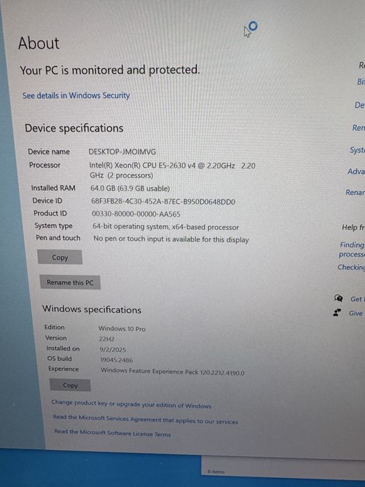 Custom PC 2xCPU Intel Xeon E5-2630 64Gb DDR4