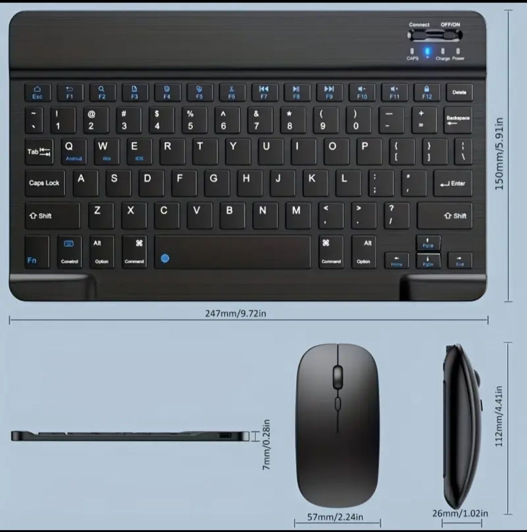 Ултра тънка и тиха безжична Bluetooth клавиатура и мишка