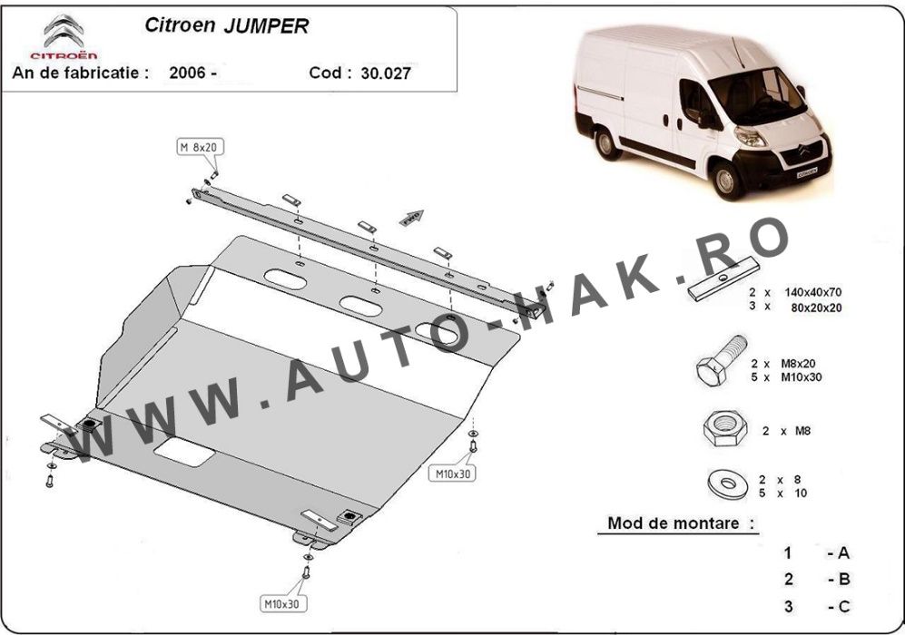 Scut motor metalic Citroen Jumper 2006-prezent