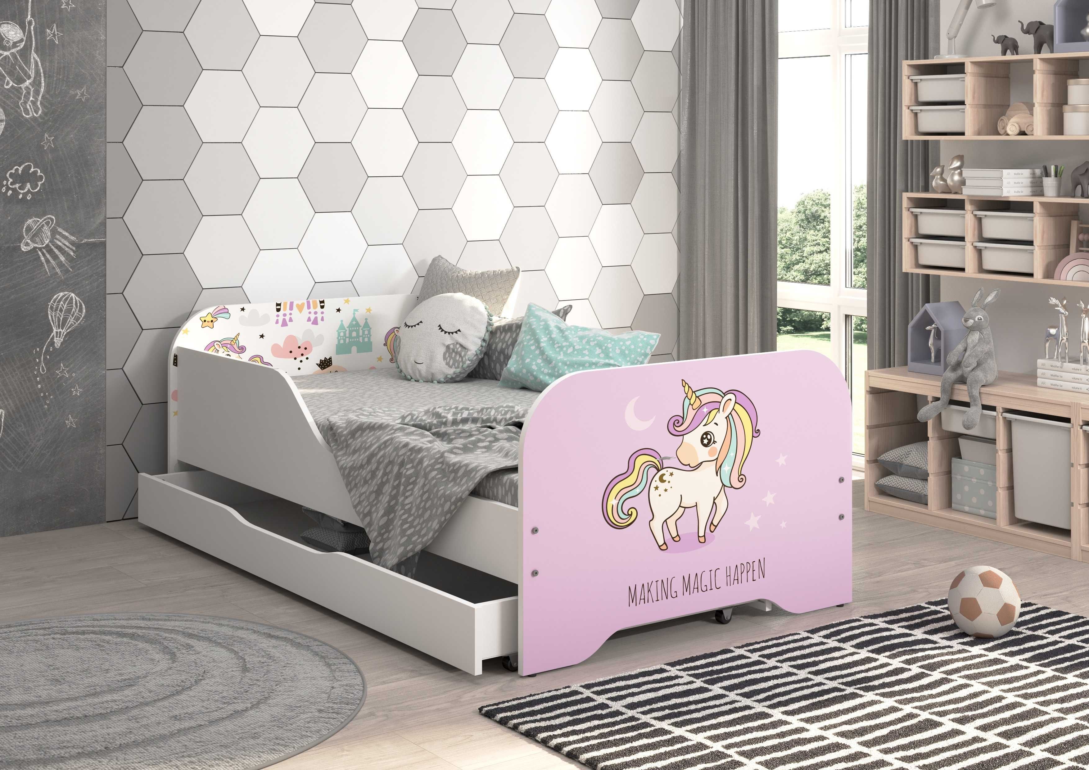 Pat copil cu saltea si sertar Miki 160x80cm Printesa Santier Zoo Vulpe