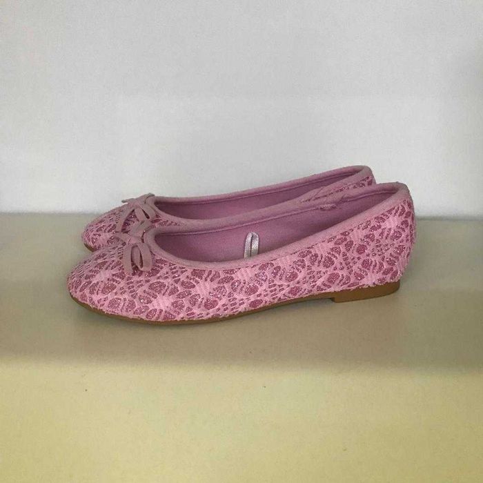 Балетки праздничные розовые и золотые новые 5014