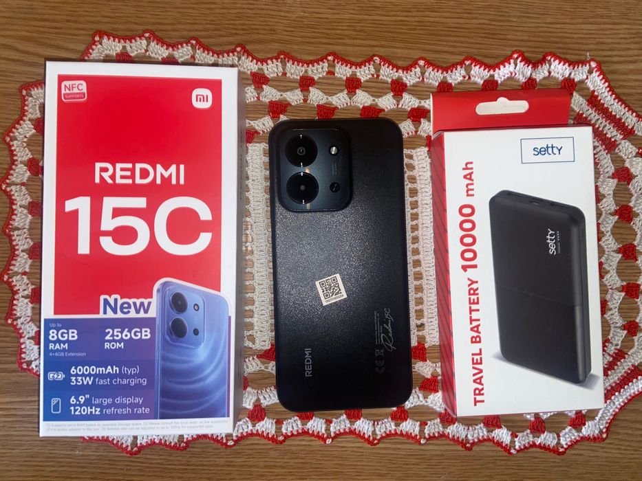 Telefon Xiaomi Redmi 15C + Baterie externă Setty (10.000 mAh)