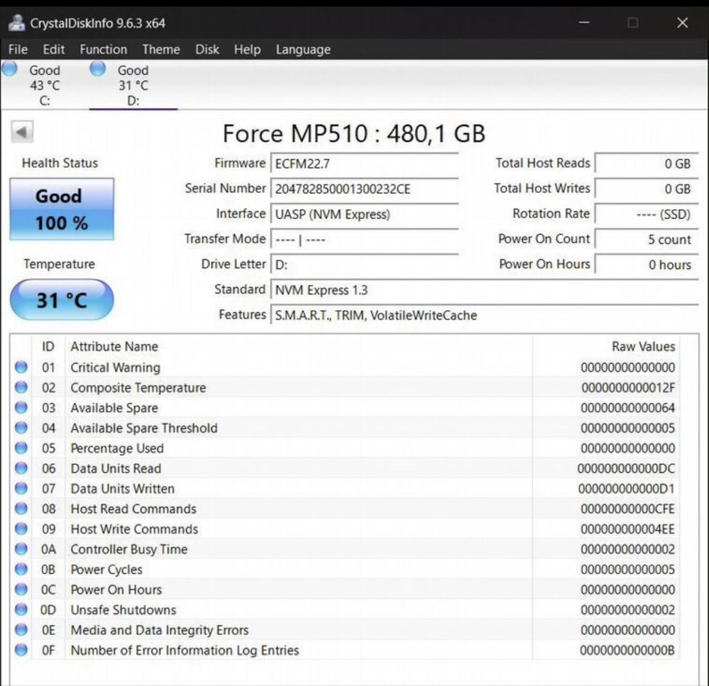 Супер быстрый 480GB SSD NVMe PCI 3.0