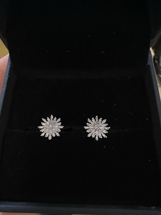 Cercei cu diamant natural placați cu aur 18K