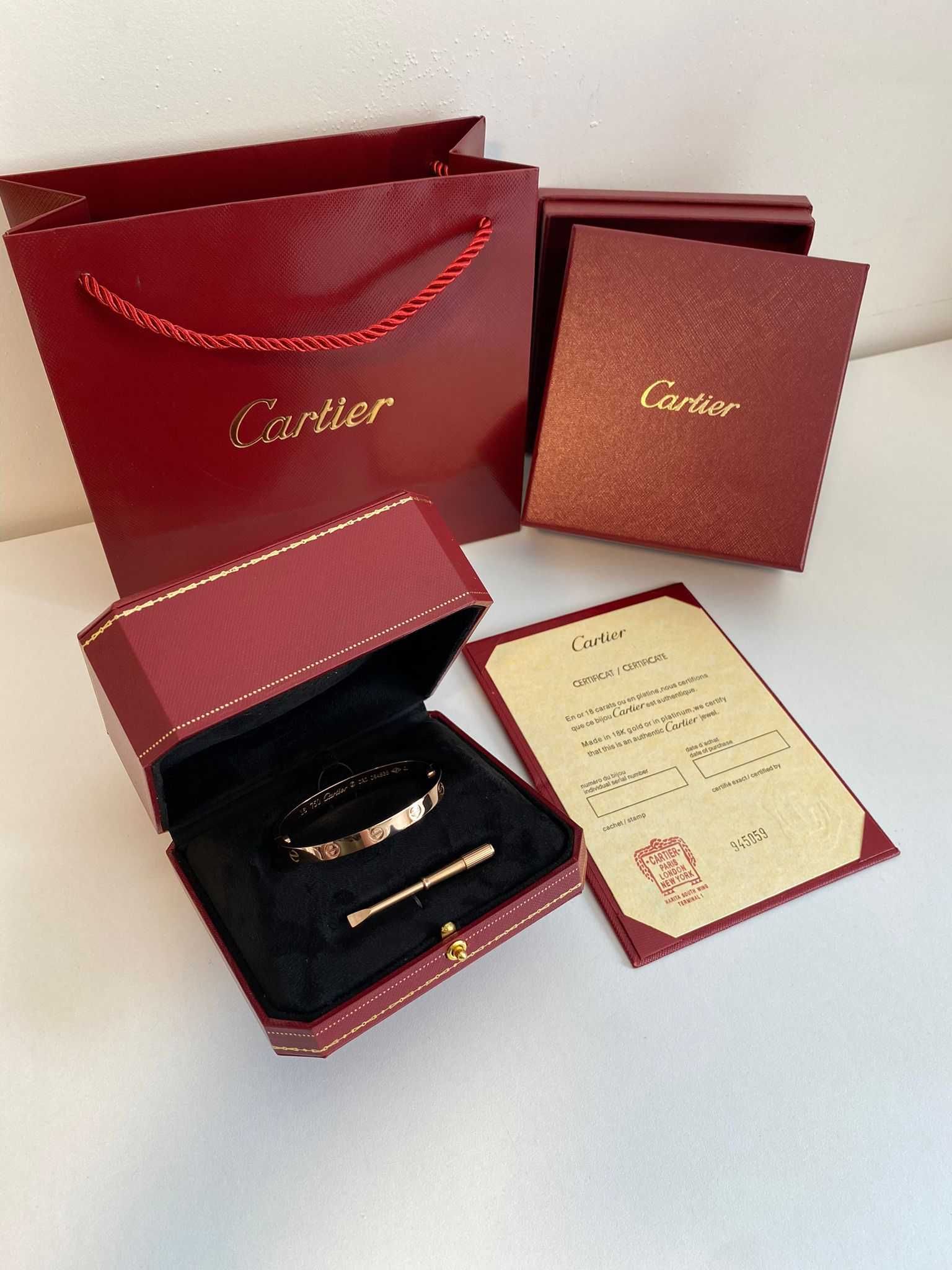 Brățară Cartier LOVE 16 aur roz 750 cu cutie