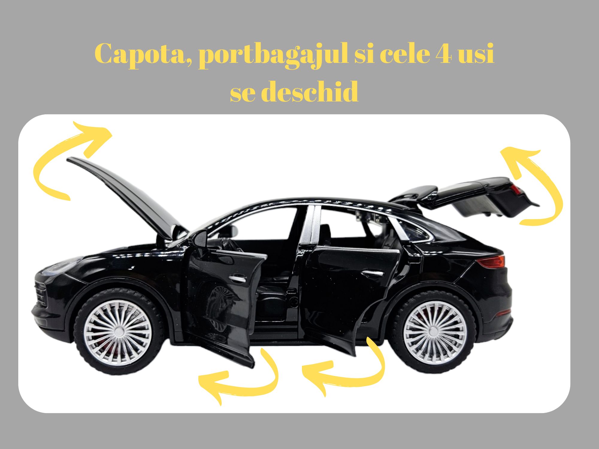 Masina metalica Porsche Cayenne GTS,sunete,lumini,usi mobile, 21cm