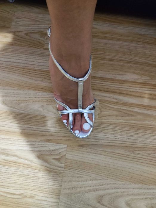 Sandale argintii piele naturala noi