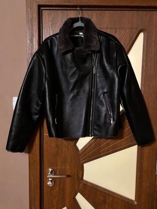 Зимно подплатено кожено яке Mango