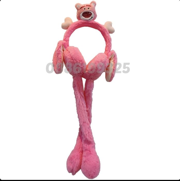 Детски плюшени ушанки с мърдащи уши Мечо Пух, Зайче, Мече и др.