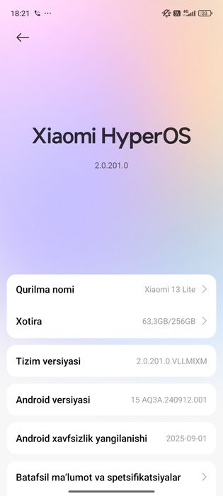 Xiomi 13 lite 256