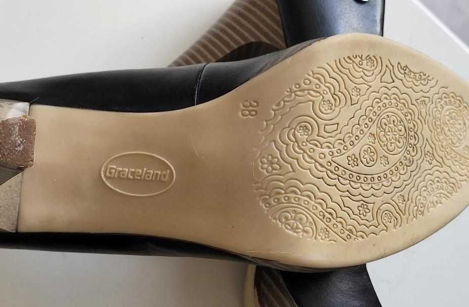 Pantofi negri ocazie Graceland mar 38 toc 10 cm