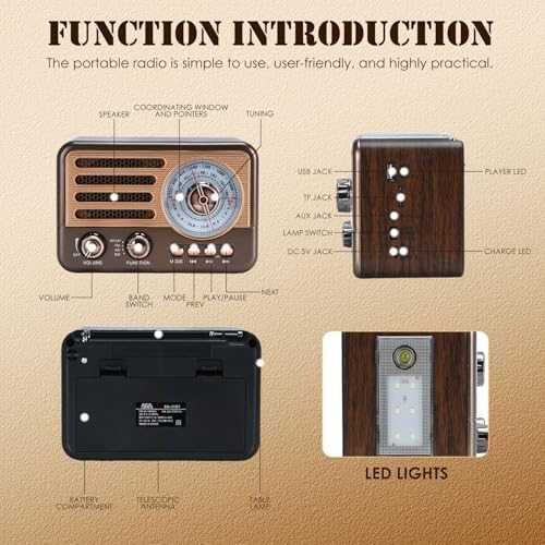 Ново Преносимо радио Bluetooth FM/AM/SW MP3 плейър USB TF фенерче