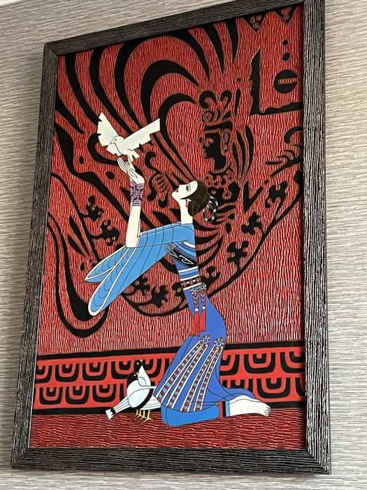 Стильная декоративная картина барельеф, холст ручная работа