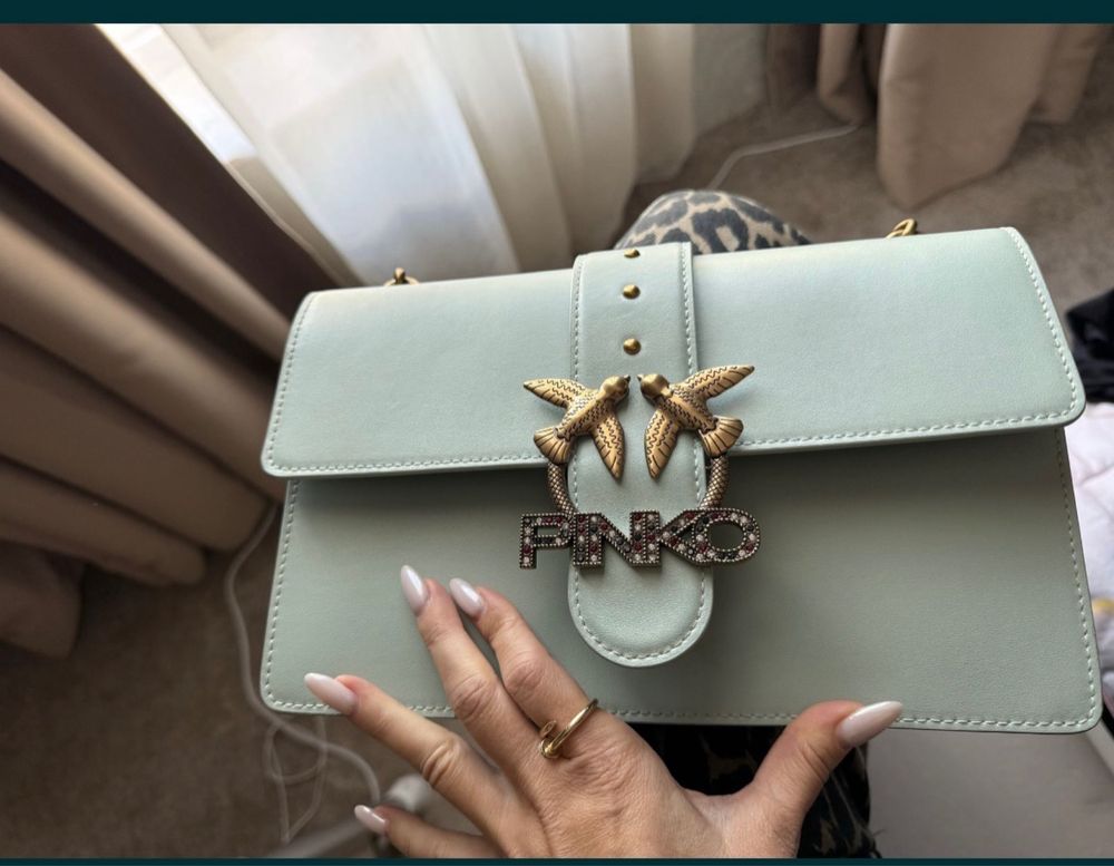 Чанта PINKO цвят мента