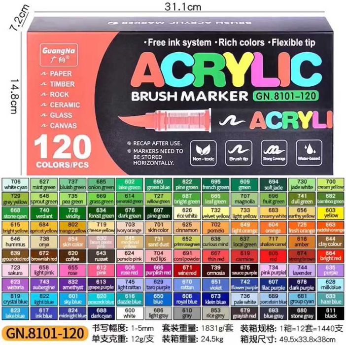 Уникални Акрилни Четкови Маркери за Рисуване и Боядисване в 6 модела