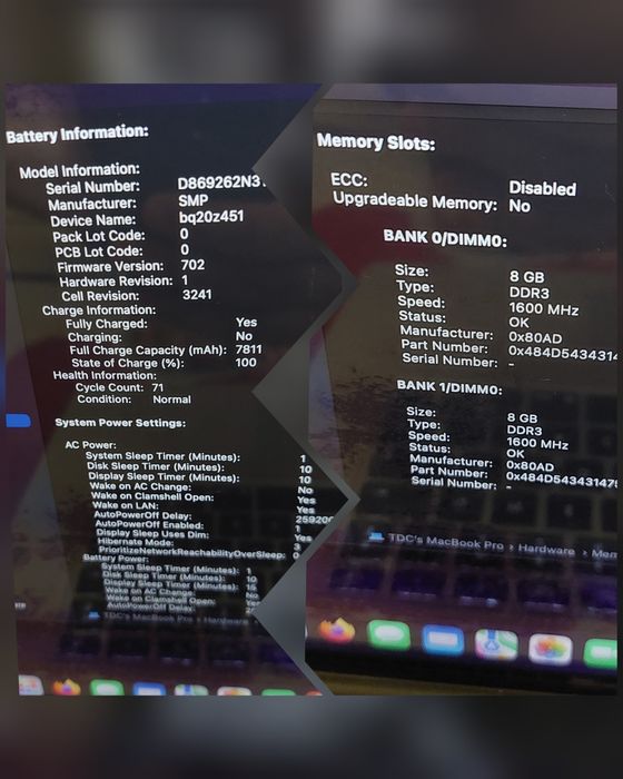 Laptop MacBook Pro Retina 15,4" mid 2015 I7 16gb 120gb ssd