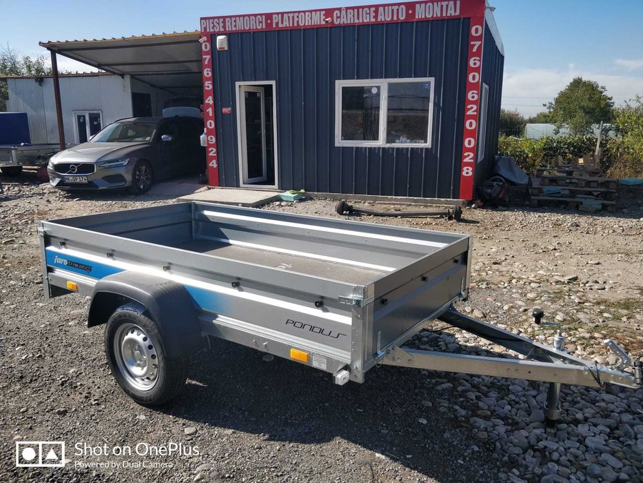 Remorca Noua 750 kg Faro 236x125x32 cm, Carte RAR Nr. Rosii 140km