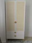 Dulap 2 usi, 2 sertare, MDF/lemn de fag, stil Scandinav, Ratan, 200x90