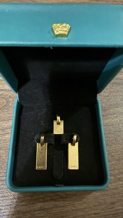Золотые сережки и кулон 585 проба , сделано в стиле Cartier