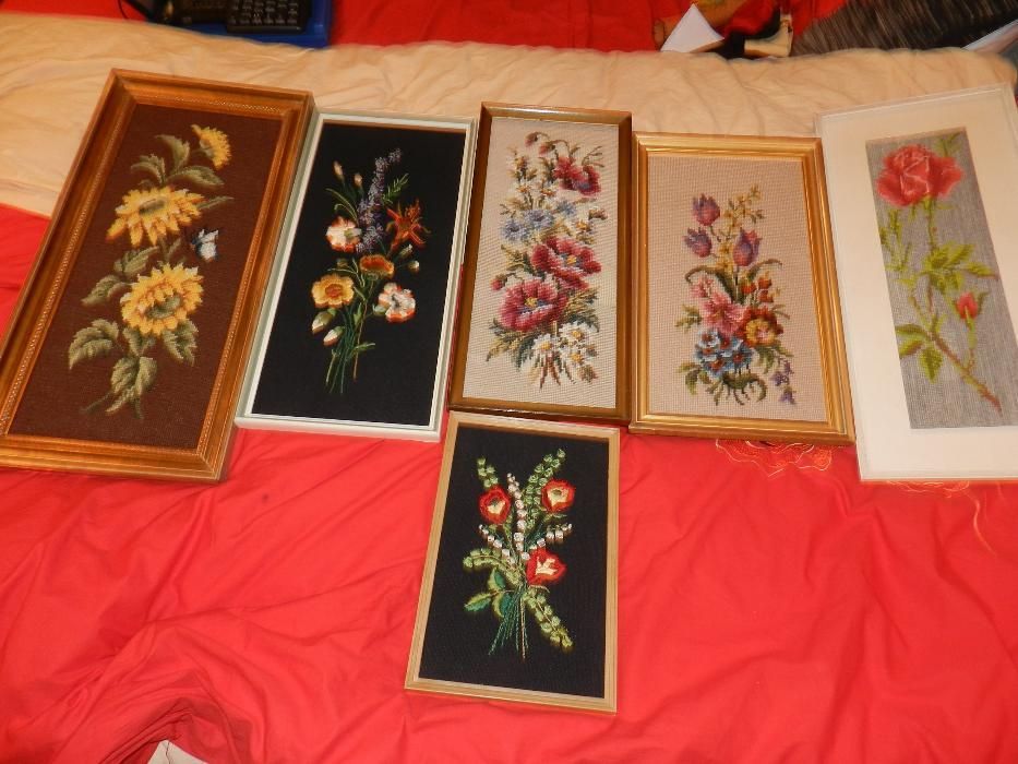 ARTA HAND MADE! Minunat goblen, motive florale,lucrat manual.