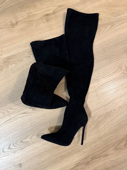 Cizme lungi penste genunchi negre 37